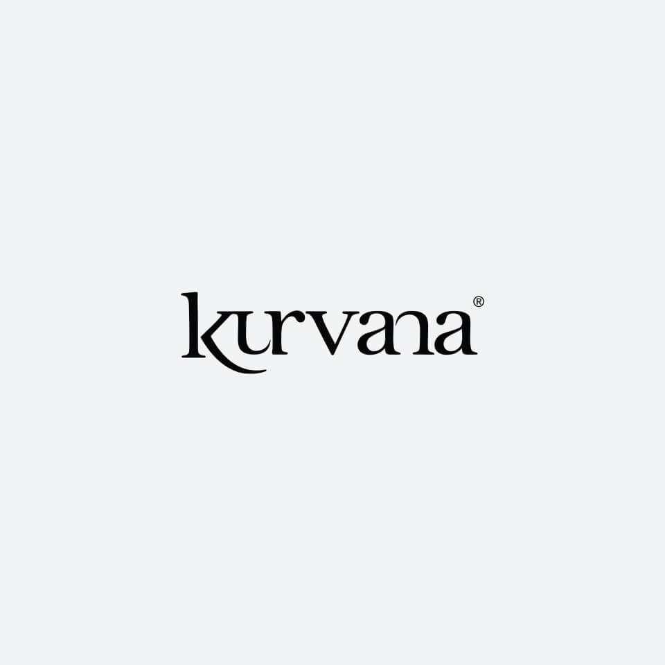 Official Kurvana Logos for Digital and Print Media Use | Kurvana | Curated for years. Experienced in moments. Kurvana logo in black text on a light gray background, showcasing their brand identity.