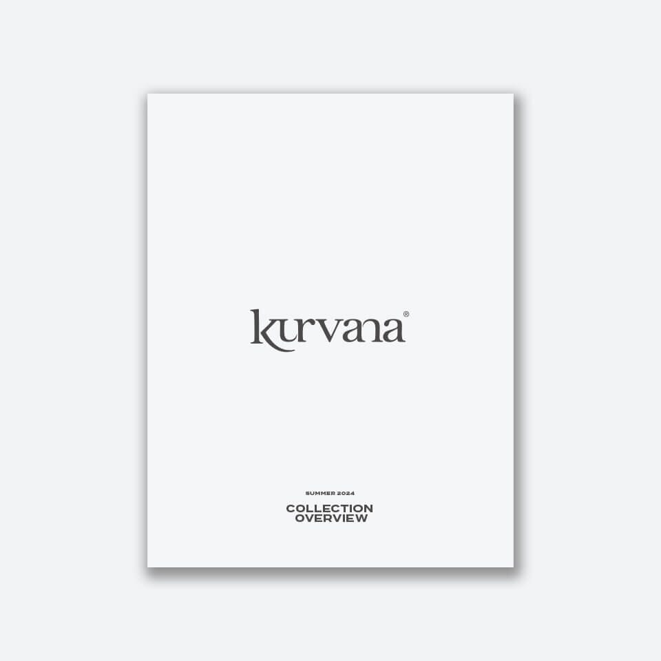 kurvana-collection-overview-2024 | Kurvana | Curated for years. Experienced in moments. Kurvana Summer 2024 Collection Overview cover, minimalistic design with white background and elegant black text.