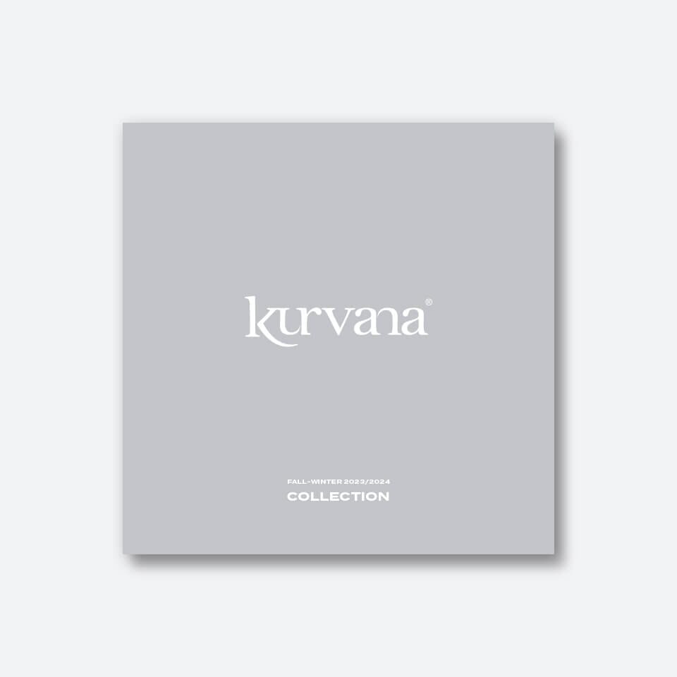 kurvana-collection-spring-fall-2023-2034 | Kurvana | Curated for years. Experienced in moments. Kurvana Fall-Winter 2023/2024 Collection cover in grey with white text. Fashion season branding.